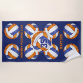 blauwe oranje teamkleuren naam girly volleyballen strandlaken (Voorkant)