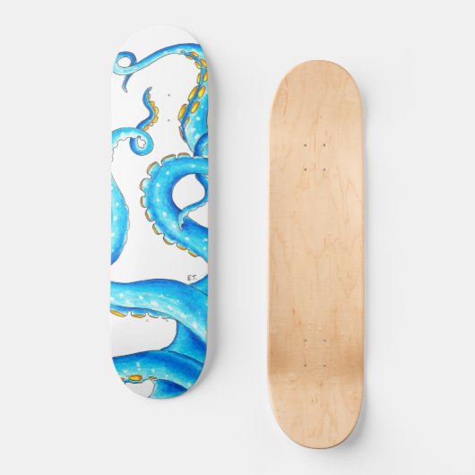 Blauwe Oranje tentakelinkt Persoonlijk Skateboard (Voorkant)