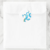 Blauwe Oranje tentakelinkt Ronde Sticker (Tas)