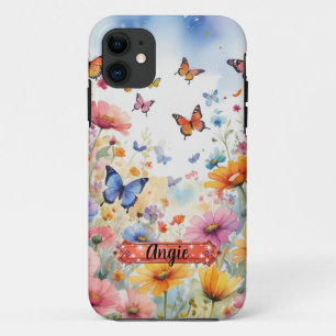 Blauwe Oranje Vlinder Bloemig iPhone / iPad hoesj Case-Mate iPhone Case