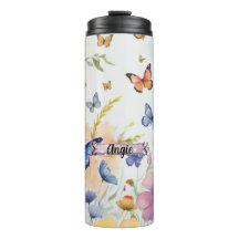 Blauwe & Oranje Vlinders Thermische Tumbler