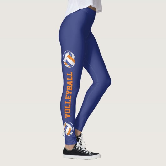 blauwe oranje volleyballen met tekstbeen leggings (Rechts)
