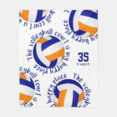 blauwe oranje volleybalrechtbank gelukkig plaats fleece deken (Voorkant)