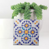 Blauwe Oranje witte marmer Portugese motifs Tegeltje