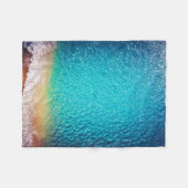 blauwe oranje zandstrandgolf fleece deken (Voorkant (Horizontaal))