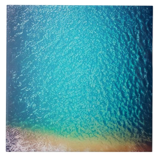 blauwe oranje zandstrandgolf tegeltje (Voorkant)