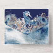 Blauwe oranje zeebaars, diepzeekust all in one uitnodiging (Achterkant)