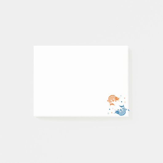 Blauwe Oranje zomer Japanse koi vis Post-it® Notes (Voorkant)