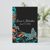 Blauwe oranje zwarte vlinder kaart (Staand voorkant)