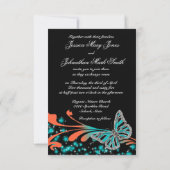 Blauwe oranje zwarte vlinder kaart (Achterkant)