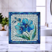 Blauwe Orchidee Bloem Mozaïek Kunst Tegeltje