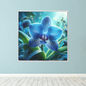 Blauwe Orchidee Bloemen Canvas Afdruk (Insitu (Houten vloer))