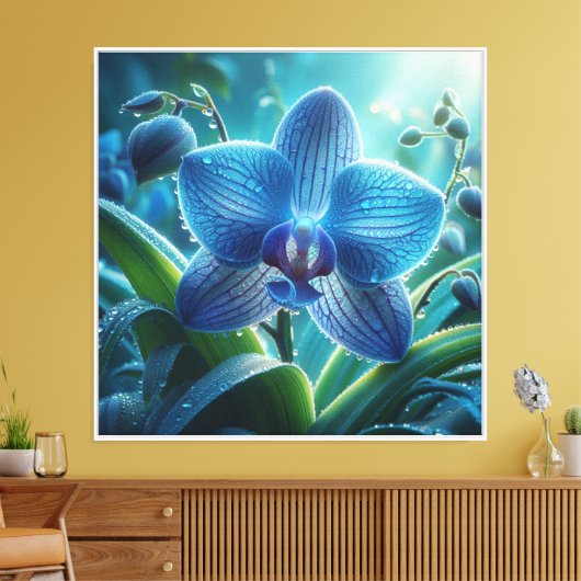 Blauwe Orchidee Bloemen Canvas Afdruk (Insitu (Woonkamer))