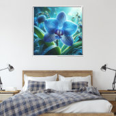 Blauwe Orchidee Bloemen Canvas Afdruk (Insitu (Slaapkamer))