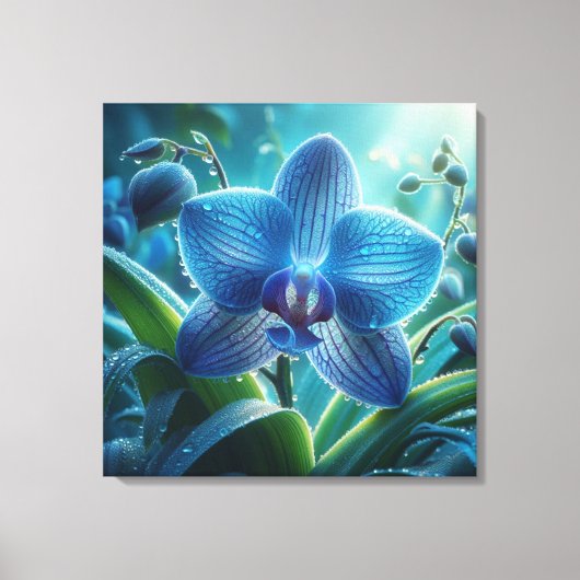 Blauwe Orchidee Bloemen Canvas Afdruk (Voorkant)