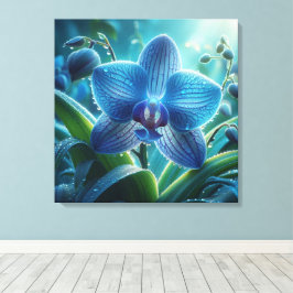 Blauwe Orchidee Bloemen Canvas Afdruk