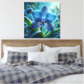 Blauwe Orchidee Bloemen Canvas Afdruk (Insitu (Slaapkamer))