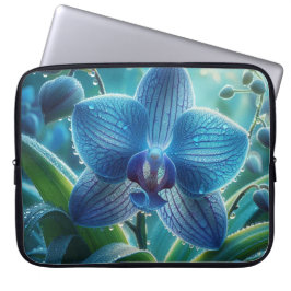 Blauwe Orchidee Bloemen Laptop Sleeve