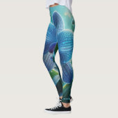 Blauwe Orchidee Bloemen Leggings (Links)