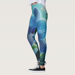 Blauwe Orchidee Bloemen Leggings