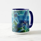Blauwe Orchidee Bloemen Mok (Voorkant rechts)