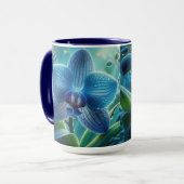 Blauwe Orchidee Bloemen Mok (Voorkant links)