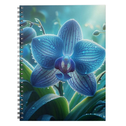 Blauwe Orchidee Bloemen Notitieboek (Voorkant)