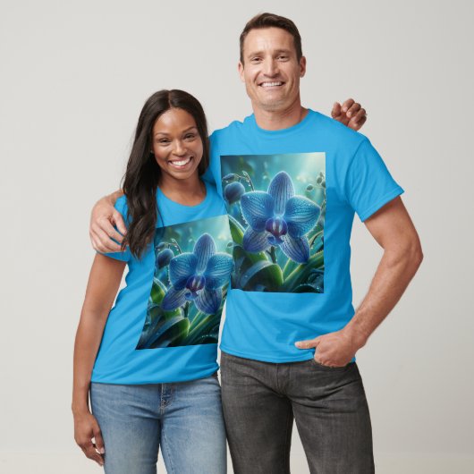 Blauwe Orchidee Bloemen T-shirt (Unisex)