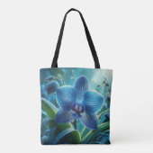 Blauwe Orchidee Bloemen Tote Bag (Achterkant)