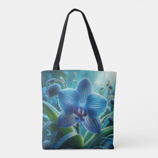 Blauwe Orchidee Bloemen Tote Bag (Achterkant)