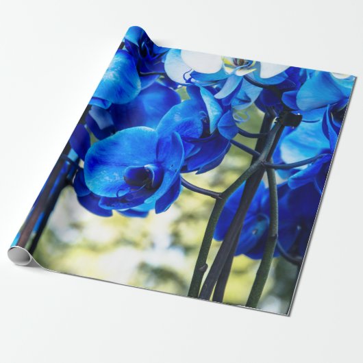 Blauwe orchidee cadeaupapier (Uitgerold)