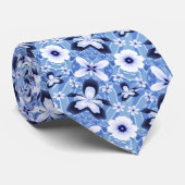 Blauwe Orchidee Elegante Bloem Stropdas (Opgerold)