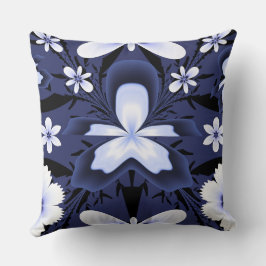 Blauwe Orchidee Elegante Bloemen Fractal Art Kussen