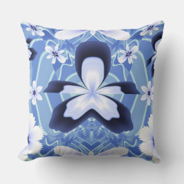 Blauwe Orchidee Elegante Flower Fractal Art Kussen