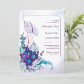 Blauwe Orchidee en Calla Lelie Bruiloft Kaart (Staand voorkant)