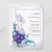 Blauwe Orchidee en Calla Lelie Bruiloft Kaart (Voorkant)