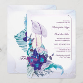 Blauwe Orchidee en Calla Lelie Bruiloft Kaart
