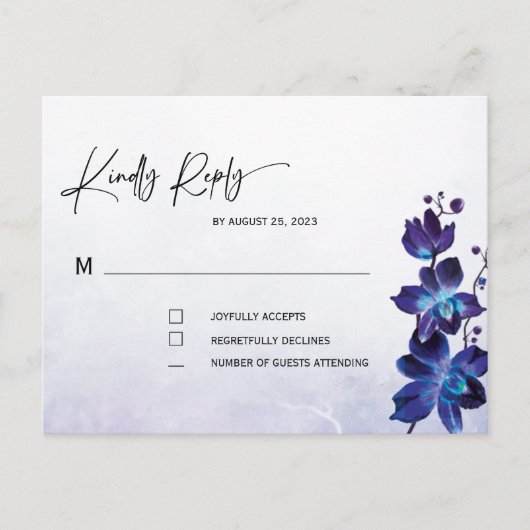 Blauwe Orchidee Huwelijk Briefkaart (Voorkant)