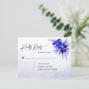 Blauwe Orchidee Huwelijks RSVP Briefkaart
