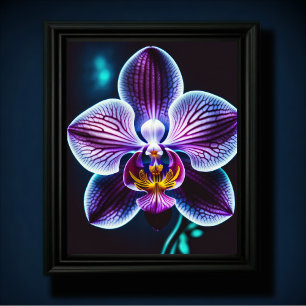 Blauwe orchidee poster