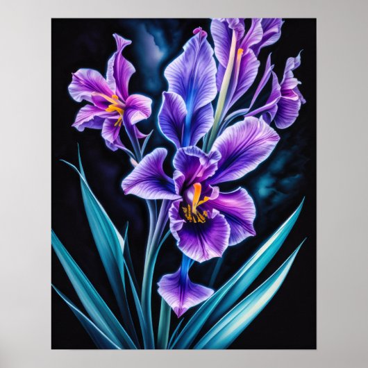 Blauwe orchidee poster (Voorkant)