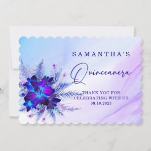 Blauwe Orchidee Quinceañera bedankkaart Kaart
