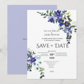 Blauwe Orchidee Save the Date Trouw Uitnodiging (Voorkant / Achterkant)