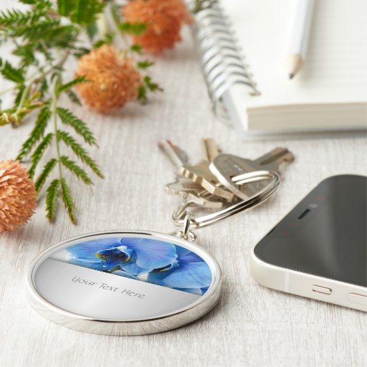 Blauwe orchidee sleutelhanger (Zijkant)