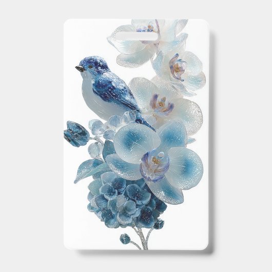 Blauwe Orchidee Vogel Badge* Badge (Voorzijde)
