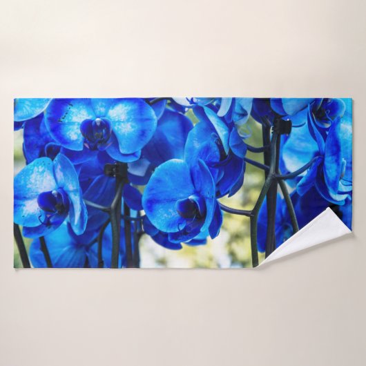 Blauwe orchideeën badhanddoek (Badhanddoek)