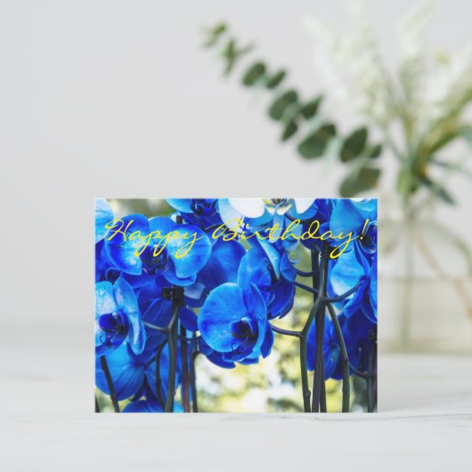 Blauwe orchideeën briefkaart (Staand voorkant)