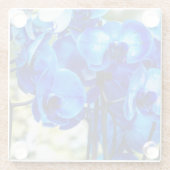 Blauwe orchideeën glazen onderzetter (Achterkant)