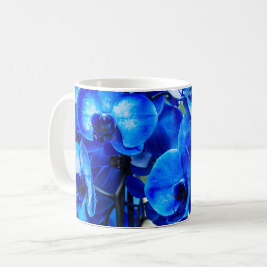Blauwe orchideeën koffiemok (Voorkant links)
