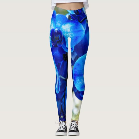 Blauwe orchideeën leggings (Voorkant)